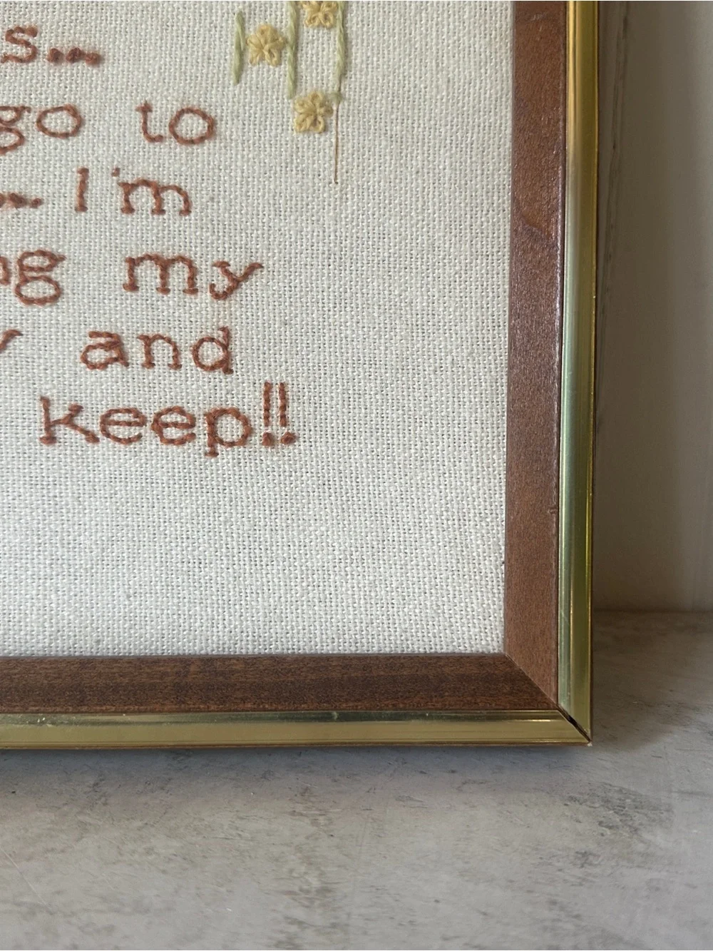 Vintage Sunset Designs Babies Don't Keep Crewel Embroidery Handmade Frame 12x15